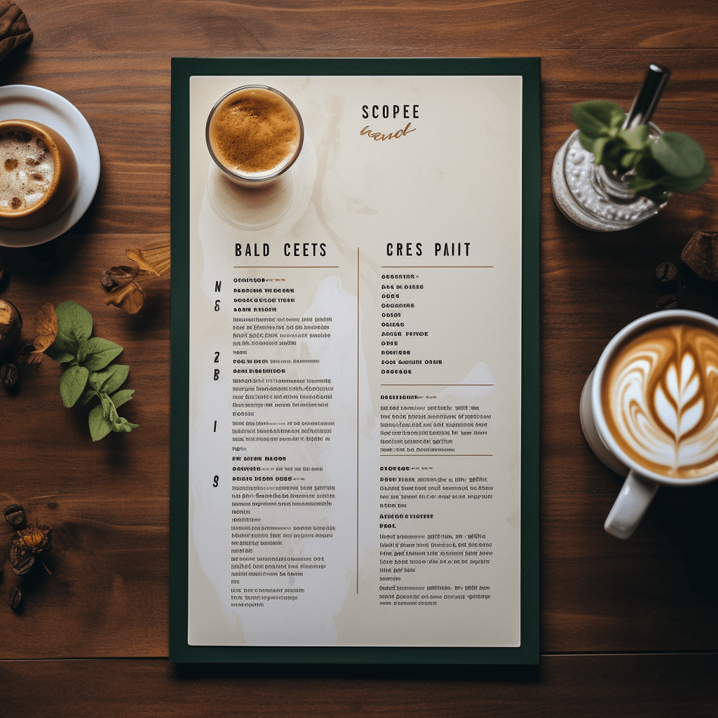 Phong cách thiết kế một tờ khá đơn giản và phổ biến cho menu quán cafe