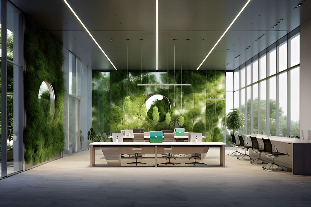 Công ty CNC tại Hải Dương với thiết kế kết hợp giữa cửa kính sáng sủa cùng màu xanh tươi mát của cây để cho ra đời một văn phòng thân thiện và hiện đại
