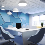 Phong cách thiết kế tường, trần nhà trong văn phòng cực kỳ sáng tạo và hiện đại, giúp nơi làm việc tràn ngập sự năng động
