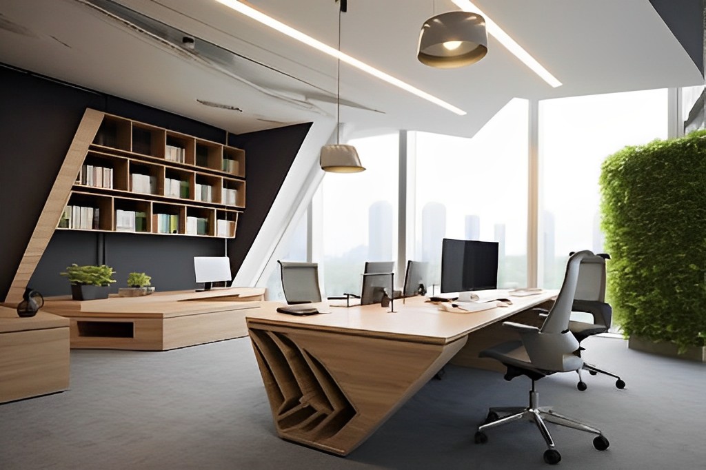 Thiết kế khoa học, đặt bàn làm việc làm từ gỗ chất lượng tại vị trí đón nhiều ánh sáng ở văn phòng TAJ Media vô cùng hiện đại