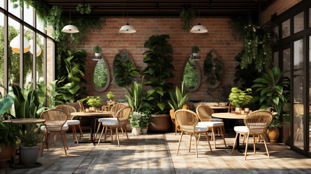 Gợi ý thiết kế quán cafe với nội thất gỗ match với không gian tràn ngập cây xanh cùng ánh sáng tự nhiên