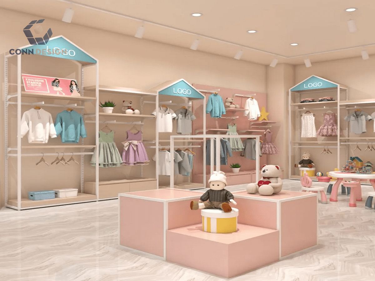 Một góc nhìn chi tiết cho thấy không gian shop với các gian hàng nhỏ đa dạng, mang đến sự phong phú cho khách hàng trong việc lựa chọn quần áo 